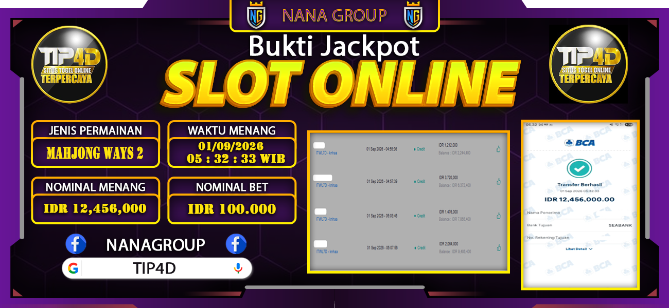 Bukti Kemenangan Besar Dibayar lunas Member NANA4D RP 12.456.000, 1 September 2026