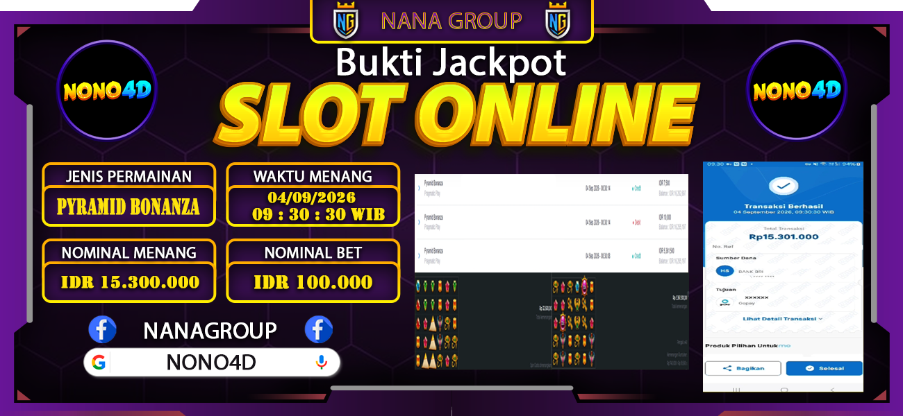 Bukti Kemenangan Besar Dibayar lunas Member NONO4D RP 15.300.000, 4 September 2026