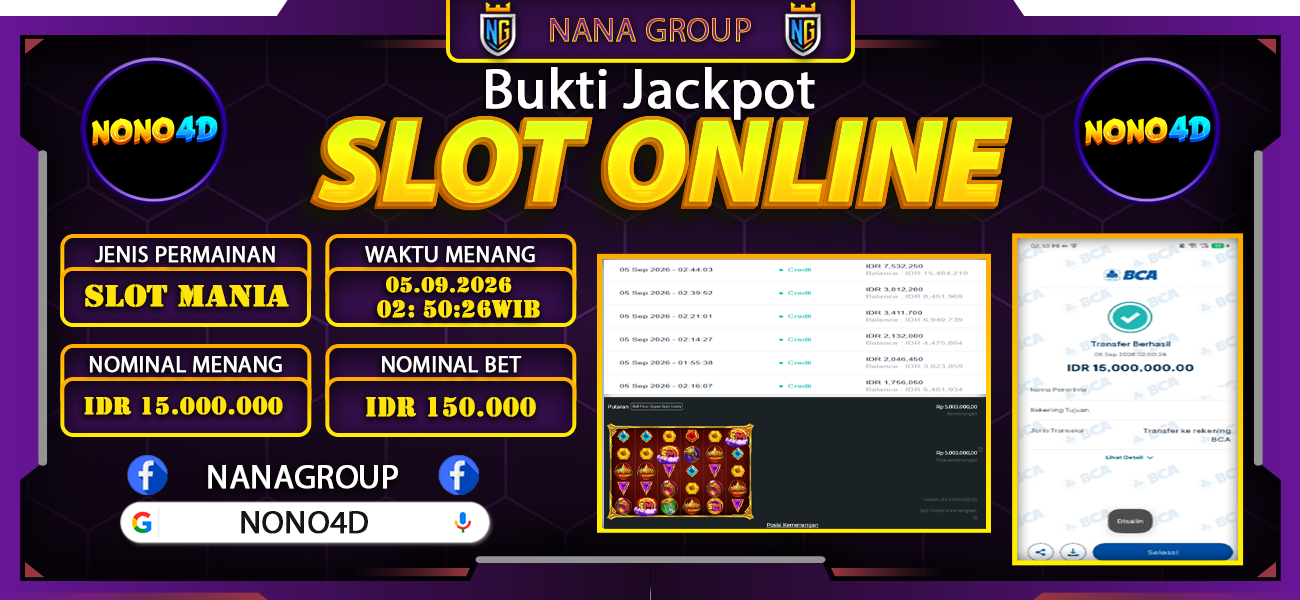Bukti Kemenangan Besar Dibayar lunas Member NANA4D RP 15.000.000, 5 September 2026